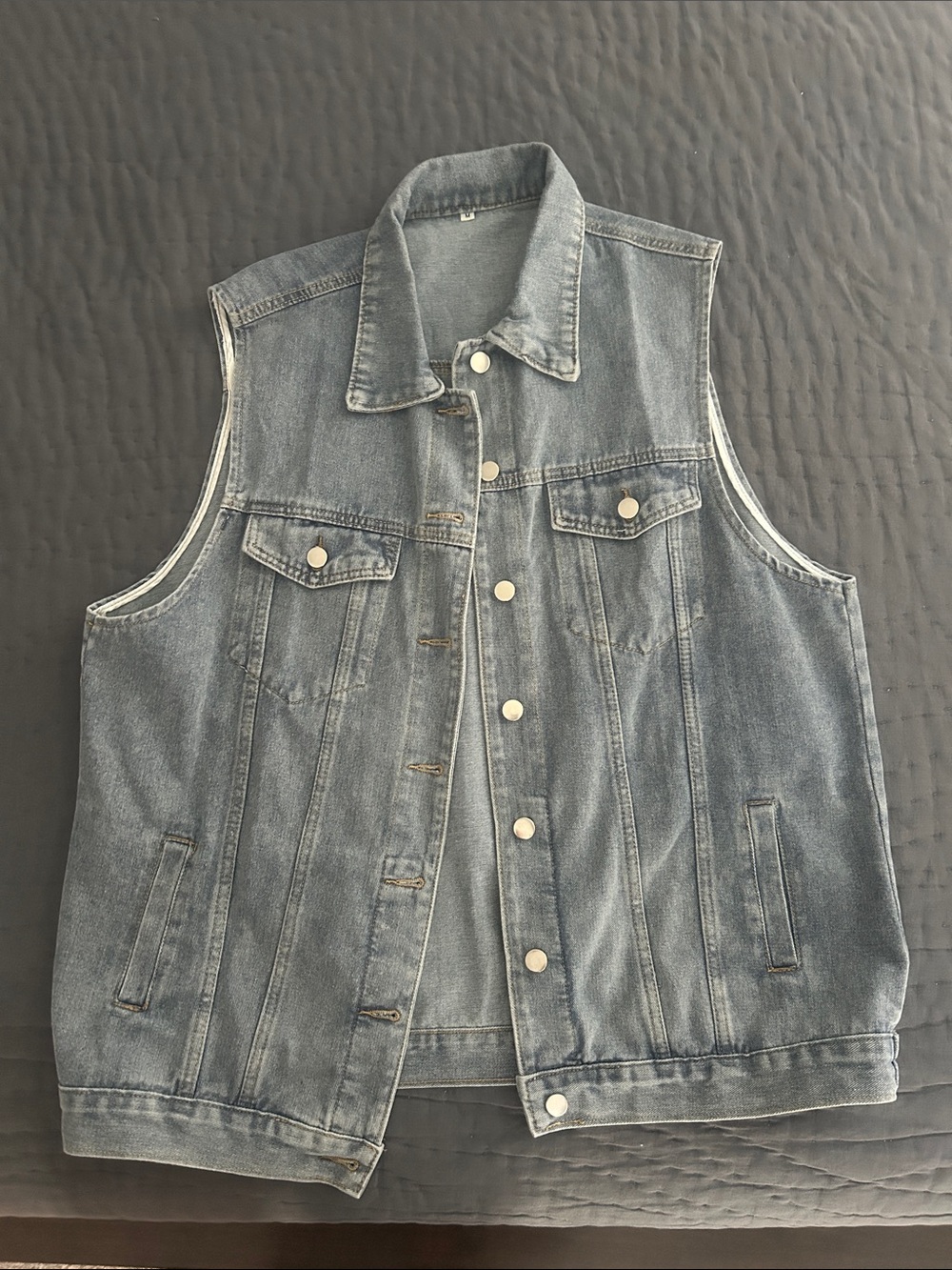 Oversized Women's Denim Vest in Light Blue